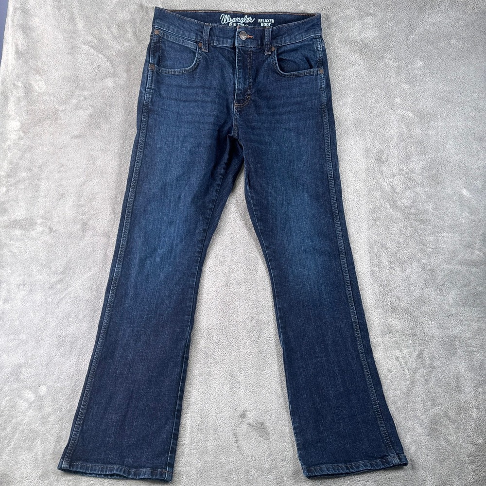 Wrangler Retro Jeans Mens 30x32 Dark Wash Relaxed Boot Cut Stretch Denim